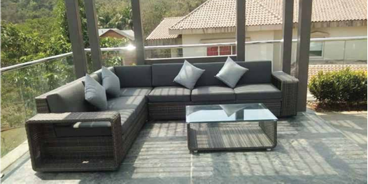 Luxury Outdoor L-Shaped Wicker Sofa Set