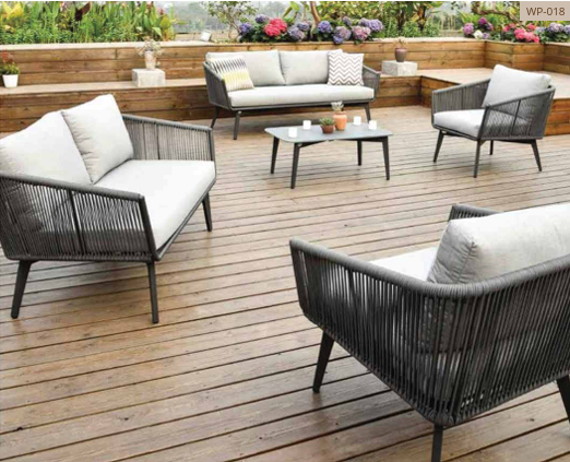 Vertical rope-weave outdoor conversation set