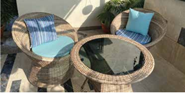 Round Basket Weave Bistro Chair Set