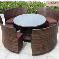 Circular Curved Outdoor Wicker Dining Set