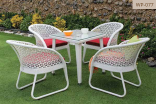 White Woven Outdoor Dining Set