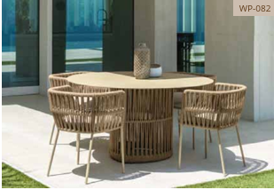 Natural Rope Woven Round Dining Set