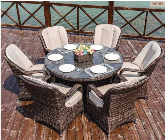 6 high-back cushioned chairs