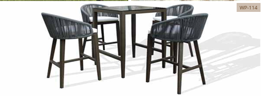Grey rope-weave bar set