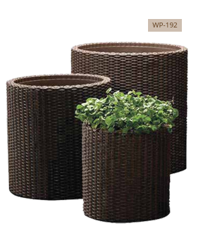 Round Rattan Planter Pots